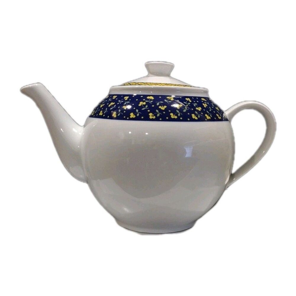 Porcellane Tognana Provenza Progetto Italy Teapot Blue Yellow White China